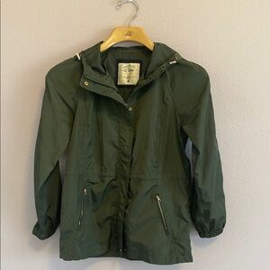 Ci Sono Olive Green Hooded Zip Front Rain Jacket Raincoat Women’s Size Medium